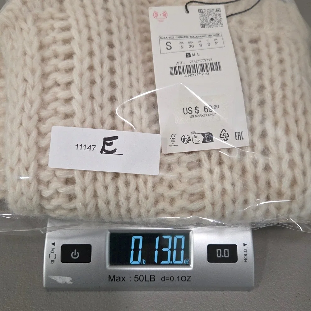 Zara Womens Cream Sweater Vest Size S Chunky Cable Knit Sleeveless Academia NWT - Picture 13 of 13